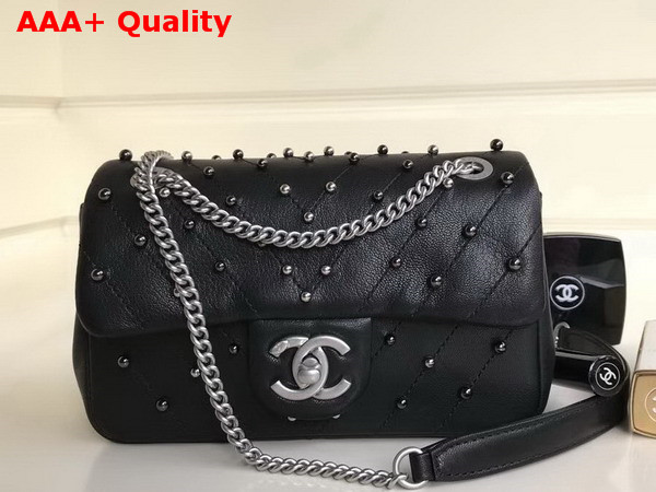 Chanel Small Flap Bag with Studs Black Lambskin Replica