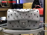 Chanel Small Flap Bag with Studs Silver Lambskin Replica