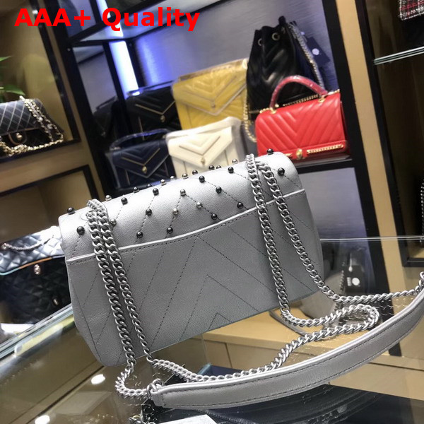 Chanel Small Flap Bag with Studs Silver Lambskin Replica