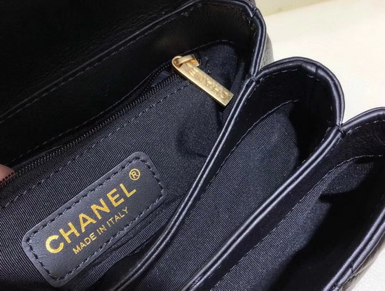 Chanel Small Flap Bag with Top Handle Black Calfskin Gold Tone Metal AS0625