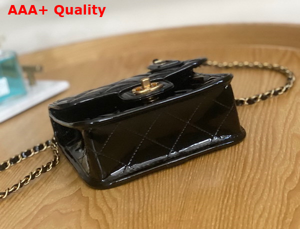 Chanel Small Flap Bag with Top Handle Black Patent Leather AS3652 Replica