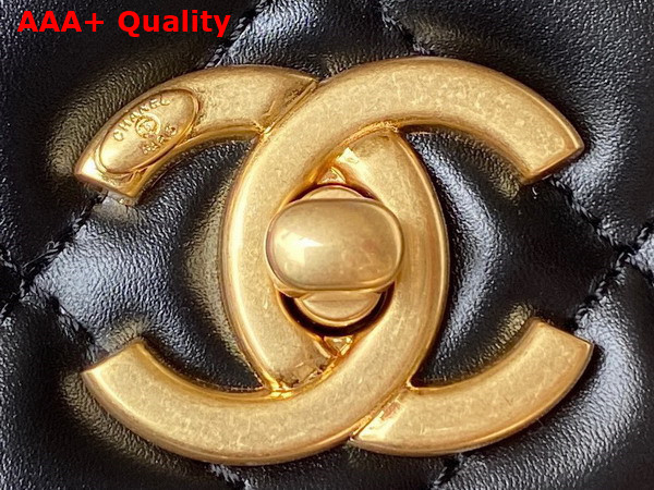 Chanel Small Flap Bag with Top Handle Black Shiny Calfskin and Gold Tone Metal AS3908 Replica