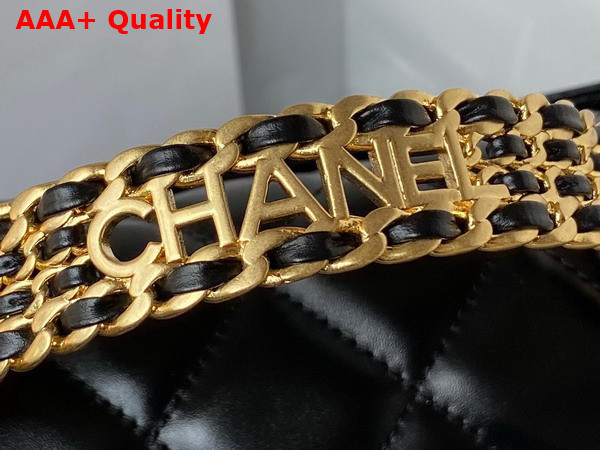 Chanel Small Flap Bag with Top Handle Black Shiny Calfskin and Gold Tone Metal AS3908 Replica