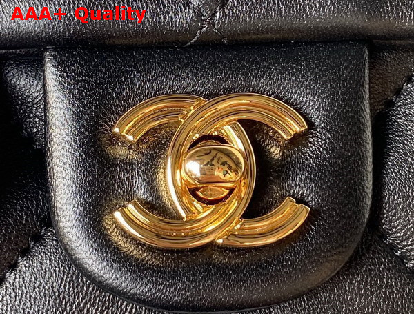 Chanel Small Flap Bag with Top Handle Black Shiny Lambskin Gold Tone Metal AS4023 Replica