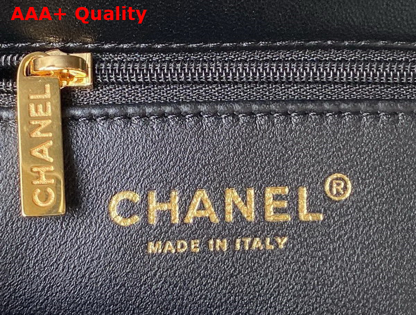 Chanel Small Flap Bag with Top Handle Black Shiny Lambskin Gold Tone Metal AS4023 Replica