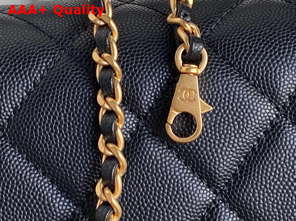 Chanel Small Flap Bag with Top Handle Grained Shiny Calfskin Gold Tone Metal Black AS5166 Replica