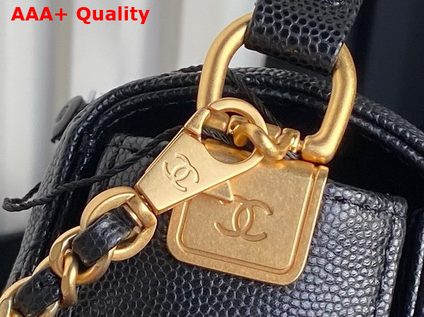 Chanel Small Flap Bag with Top Handle Grained Shiny Calfskin Gold Tone Metal Black AS5166 Replica