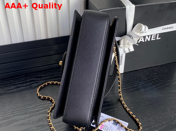 Chanel Small Flap Bag with Top Handle Grained Shiny Calfskin Gold Tone Metal Black AS5166 Replica