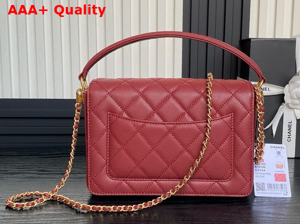 Chanel Small Flap Bag with Top Handle Grained Shiny Calfskin Gold Tone Metal Burgundy AS5166 Replica