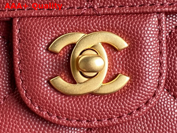 Chanel Small Flap Bag with Top Handle Grained Shiny Calfskin Gold Tone Metal Burgundy AS5166 Replica