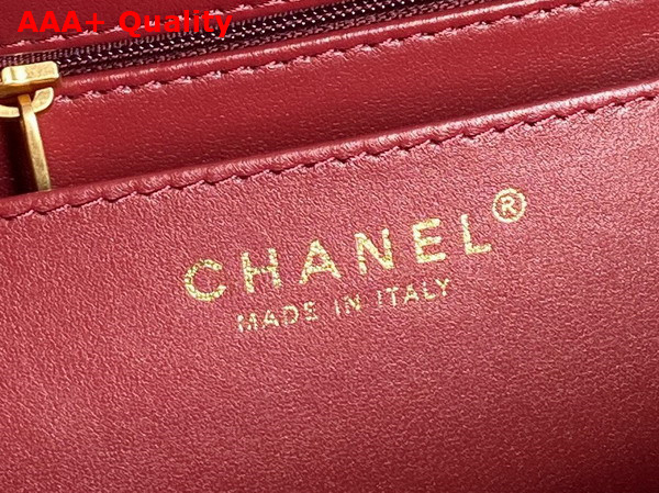 Chanel Small Flap Bag with Top Handle Grained Shiny Calfskin Gold Tone Metal Burgundy AS5166 Replica