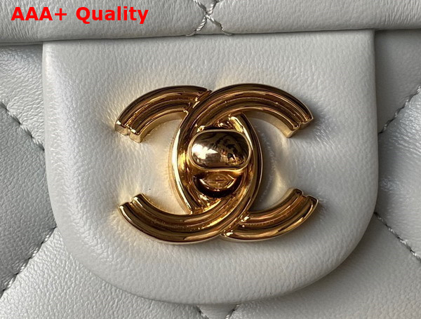 Chanel Small Flap Bag with Top Handle Pale Blue Shiny Lambskin Gold Tone Metal AS4023 Replica