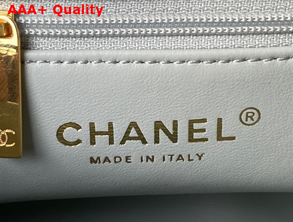 Chanel Small Flap Bag with Top Handle Pale Blue Shiny Lambskin Gold Tone Metal AS4023 Replica