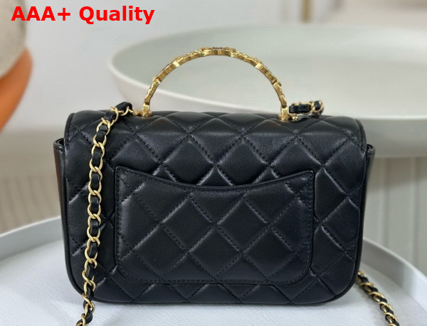 Chanel Small Flap Bag with Top Handle Pearly Lambskin Strass Gold Tone Metal Black AS4835 Replica