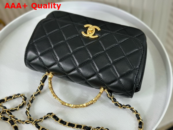 Chanel Small Flap Bag with Top Handle Pearly Lambskin Strass Gold Tone Metal Black AS4835 Replica