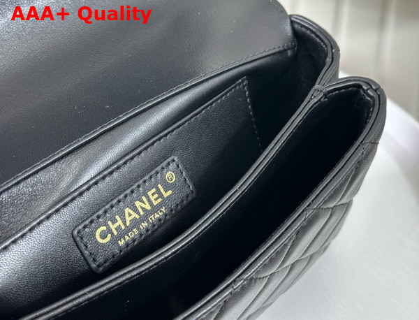 Chanel Small Flap Bag with Top Handle Pearly Lambskin Strass Gold Tone Metal Black AS4835 Replica