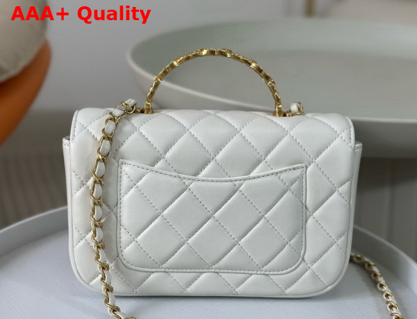 Chanel Small Flap Bag with Top Handle Pearly Lambskin Strass Gold Tone Metal White AS4835 Replica