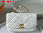 Chanel Small Flap Bag with Top Handle Pearly Lambskin Strass Gold Tone Metal White AS4835 Replica