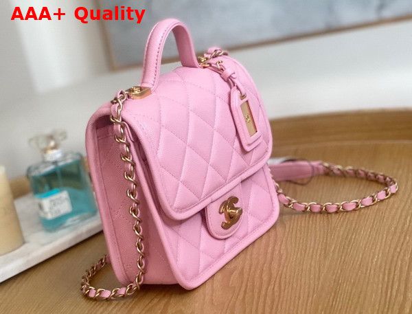 Chanel Small Flap Bag with Top Handle Pink Grained Calfskin AS3652 Replica