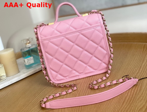 Chanel Small Flap Bag with Top Handle Pink Grained Calfskin AS3652 Replica