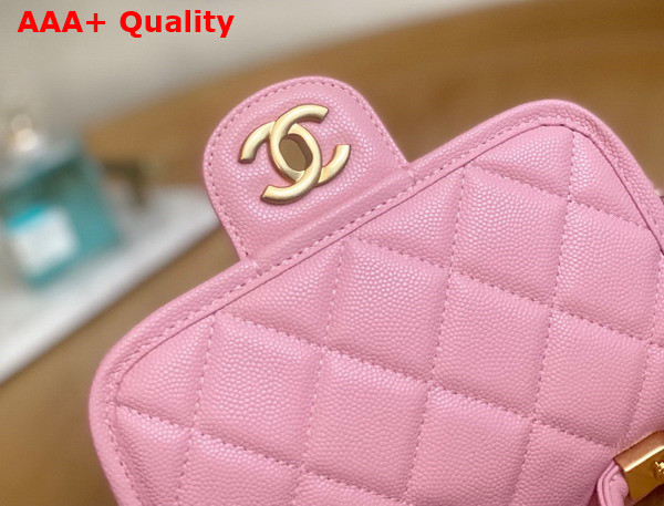 Chanel Small Flap Bag with Top Handle Pink Grained Calfskin AS3652 Replica