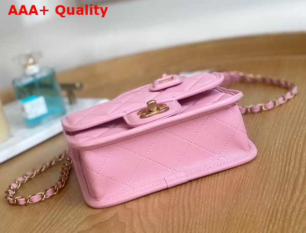 Chanel Small Flap Bag with Top Handle Pink Grained Calfskin AS3652 Replica