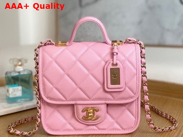 Chanel Small Flap Bag with Top Handle Pink Grained Calfskin AS3652 Replica