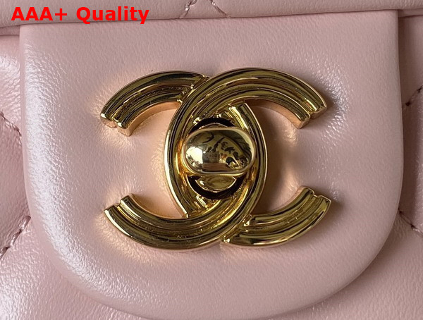 Chanel Small Flap Bag with Top Handle Pink Shiny Lambskin Gold Tone Metal AS4023 Replica