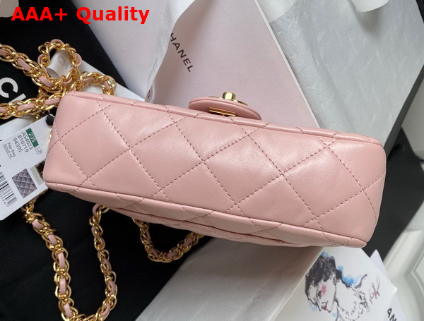 Chanel Small Flap Bag with Top Handle Pink Shiny Lambskin Gold Tone Metal AS4023 Replica