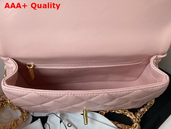 Chanel Small Flap Bag with Top Handle Pink Shiny Lambskin Gold Tone Metal AS4023 Replica