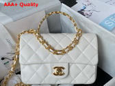 Chanel Small Flap Bag with Top Handle Shiny Lambskin Gold Tone Metal AS4023 Replica