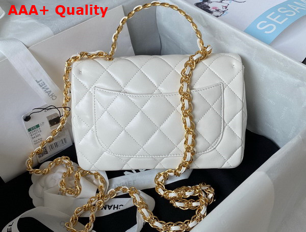 Chanel Small Flap Bag with Top Handle Shiny Lambskin Gold Tone Metal AS4023 Replica