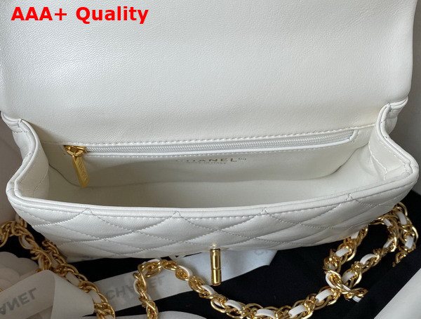 Chanel Small Flap Bag with Top Handle Shiny Lambskin Gold Tone Metal AS4023 Replica