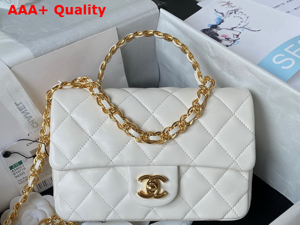 Chanel Small Flap Bag with Top Handle Shiny Lambskin Gold Tone Metal AS4023 Replica