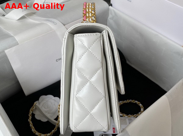 Chanel Small Flap Bag with Top Handle White Shiny Calfskin and Gold Tone Metal AS3908 Replica