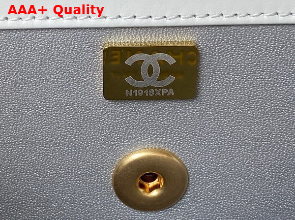 Chanel Small Flap Bag with Top Handle White Shiny Calfskin and Gold Tone Metal AS3908 Replica