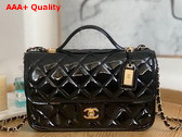 Chanel Small Flap Bag with Top Handle in Black Patent Leather AS3653 Replica