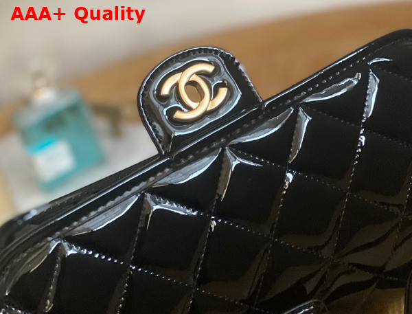 Chanel Small Flap Bag with Top Handle in Black Patent Leather AS3653 Replica