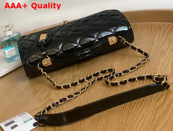 Chanel Small Flap Bag with Top Handle in Black Patent Leather AS3653 Replica