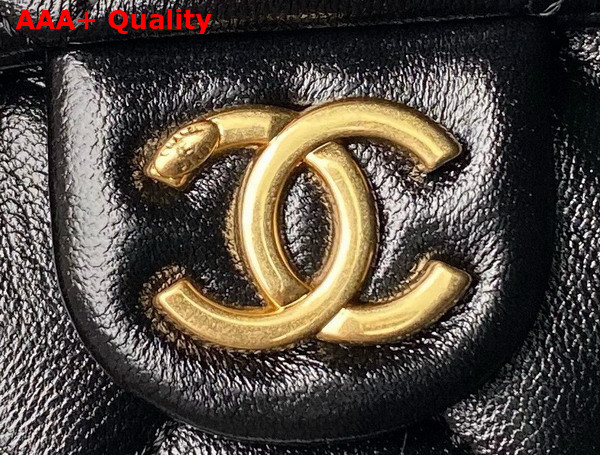 Chanel Small Flap Bag with Top Handle in Black Shiny Lambskin Gold Tone Metal AS4993 Replica