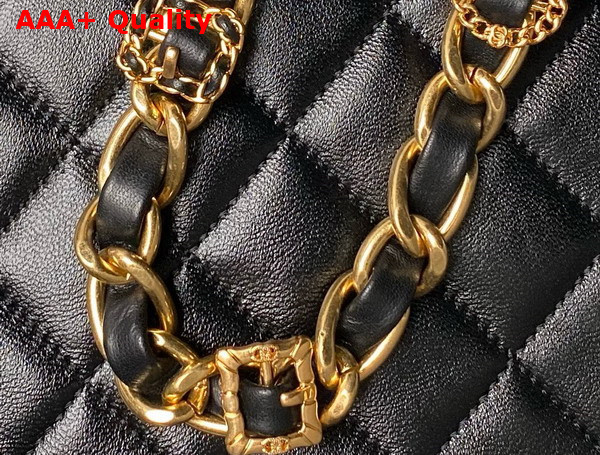 Chanel Small Flap Bag with Top Handle in Black Shiny Lambskin Gold Tone Metal AS4993 Replica