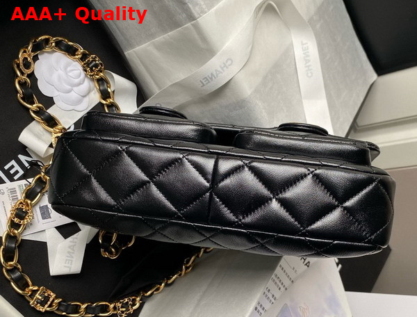 Chanel Small Flap Bag with Top Handle in Black Shiny Lambskin Gold Tone Metal AS4993 Replica