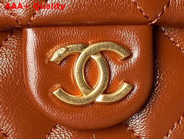 Chanel Small Flap Bag with Top Handle in Brown Shiny Lambskin Gold Tone Metal AS4993 Replica