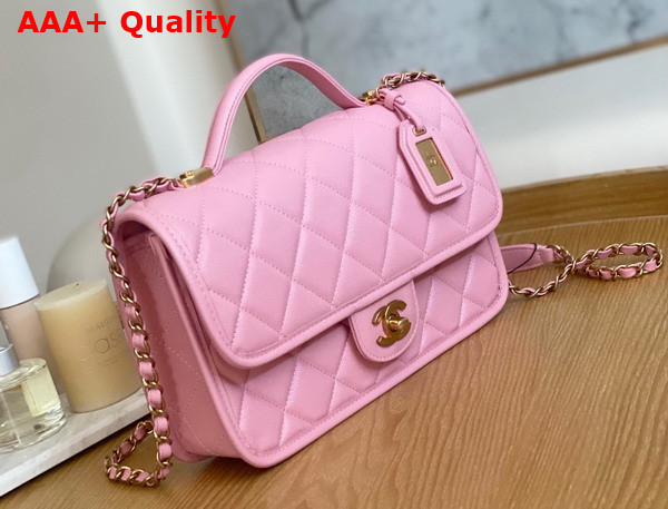 Chanel Small Flap Bag with Top Handle in Pink Grained Calfskin AS3653 Replica