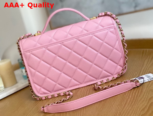 Chanel Small Flap Bag with Top Handle in Pink Grained Calfskin AS3653 Replica