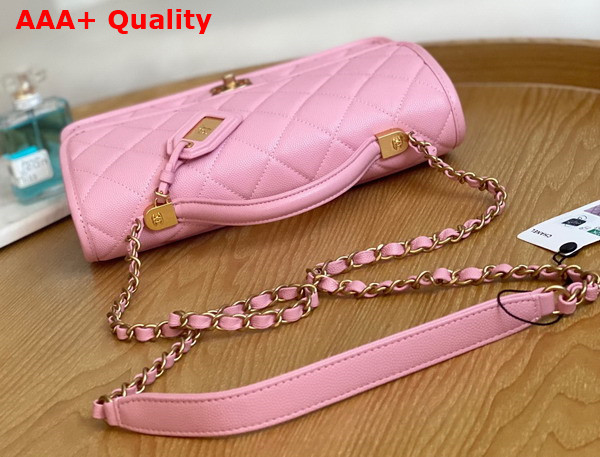 Chanel Small Flap Bag with Top Handle in Pink Grained Calfskin AS3653 Replica