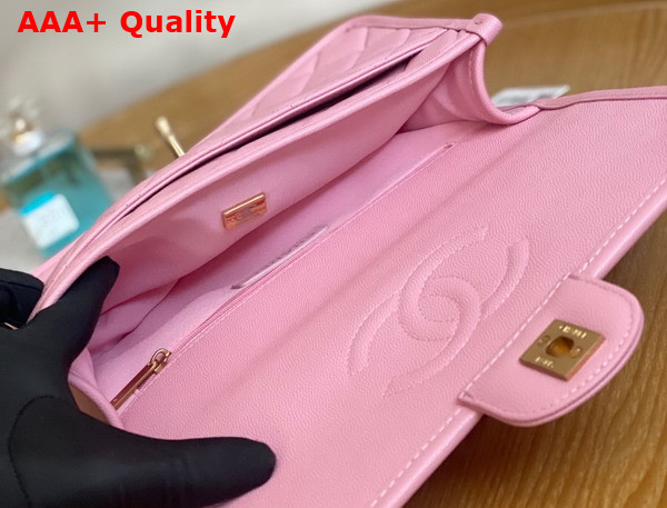 Chanel Small Flap Bag with Top Handle in Pink Grained Calfskin AS3653 Replica