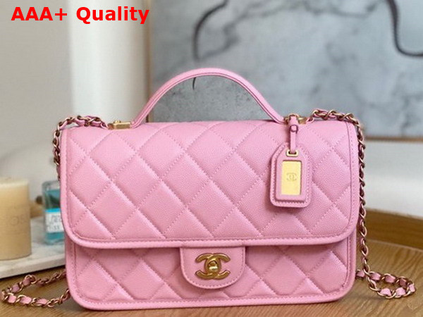 Chanel Small Flap Bag with Top Handle in Pink Grained Calfskin AS3653 Replica