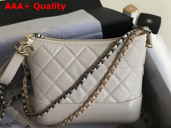 Chanel Small Gabrielle Hobo Bag in Beige Aged Calfskin Silver Tone and Gold Tone Metal Replica