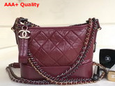 Chanel Small Gabrielle Hobo Bag in Oxblood Aged Calfskin Silver Tone and Gold Tone Metal Replica